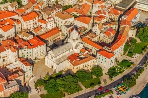 Aerial view of St. Jacob Cathedral in Sibenik (UNESCO)